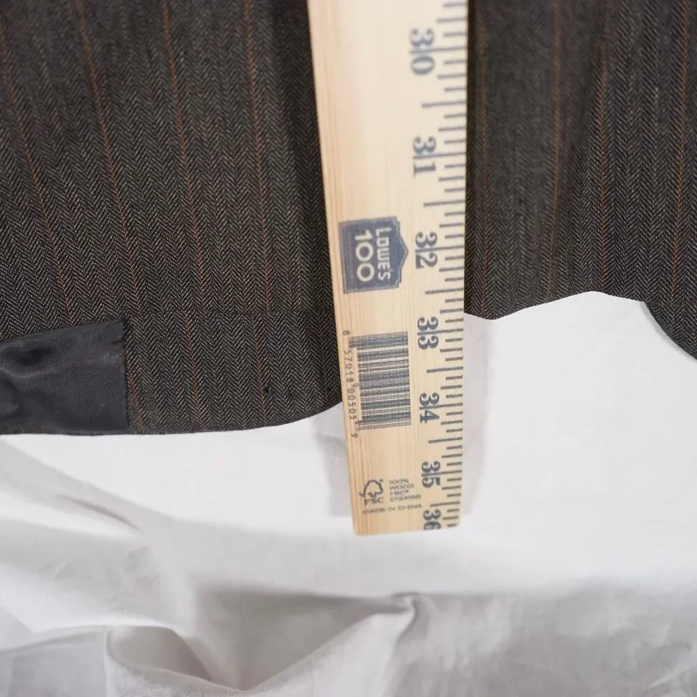 Burberry Brown Pinstripe Herringbone Blazer 44R  See Photos
